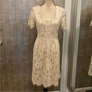 Anne Fontaine Cream Lace Midi Dress, US8